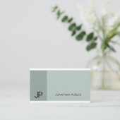 Trendy Professional Blue Green Modern Monogram Visitekaartje (Staand voorkant)