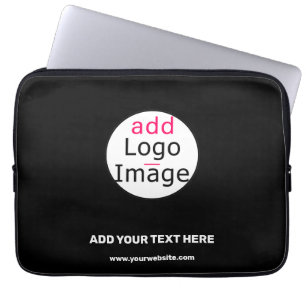 Trendy Professional Business Custom Logo Black Laptop Sleeve