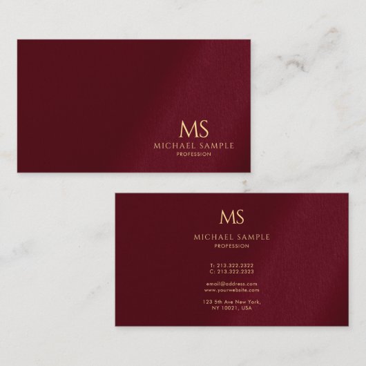 Trendy Professional Elegant Gold Text Monogram Visitekaartje (Voorkant / Achterkant)