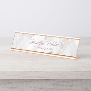 Trendy Professional Elegant Rosegold Marble Modern Bureau Naambordje