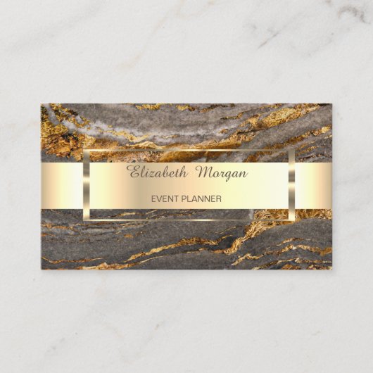 Trendy Professional Gold Stripe Marble Visitekaartje (Voorkant)