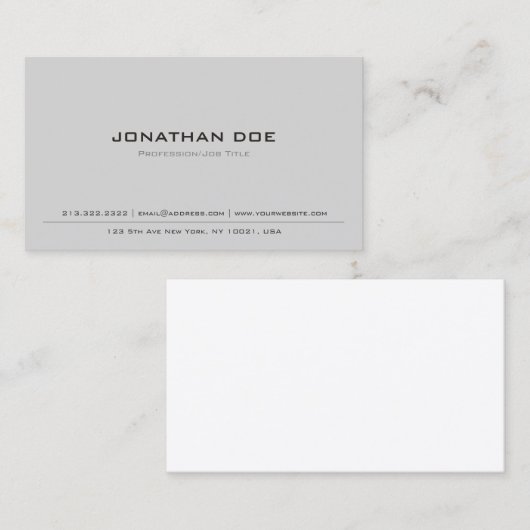 Trendy Professional Modern Elegant Grey Semi Gloss Visitekaartje (Voorkant / Achterkant)