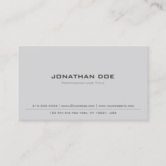 Trendy Professional Modern Elegant Grey Semi Gloss Visitekaartje (Voorkant)