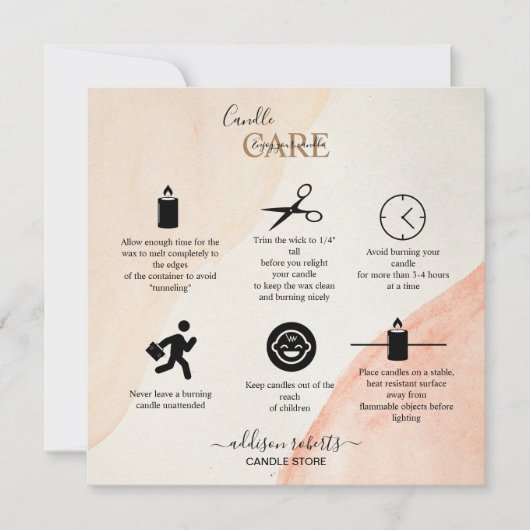 Trendy Professional Oranje Terracotta Candle Care Bedankkaart (Voorkant)