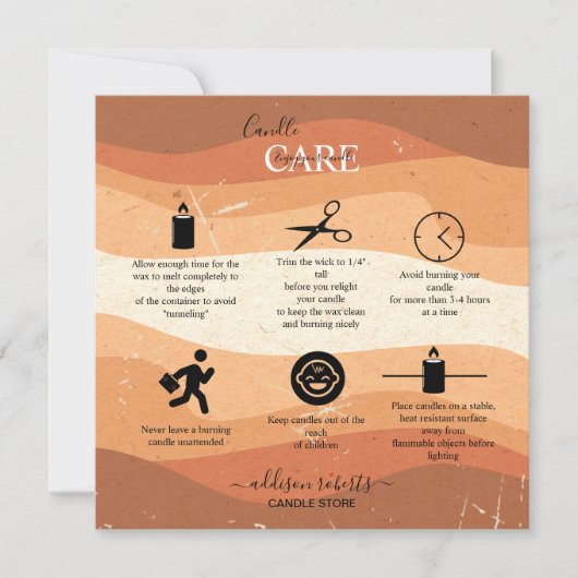 Trendy Professional Oranje Terracotta Candle Care Bedankkaart (Voorkant)