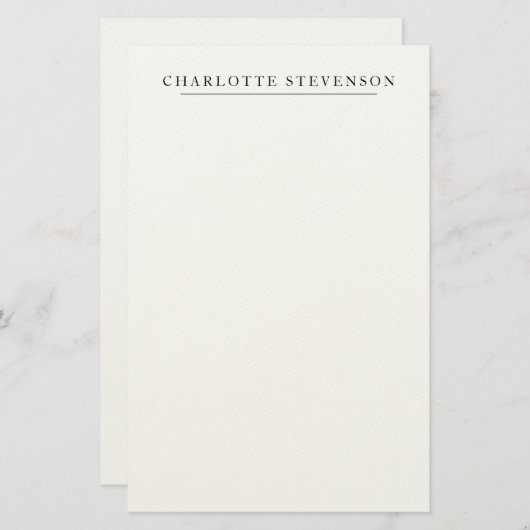 Trendy Professional Plain Simple Minimalist Name Briefpapier (Voorkant / Achterkant)