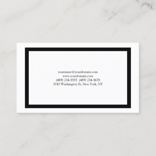 Trendy Professional Simple Plain Black & White Visitekaartje (Achterkant)