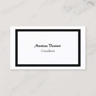 Trendy Professional Simple Plain Black & White Visitekaartje