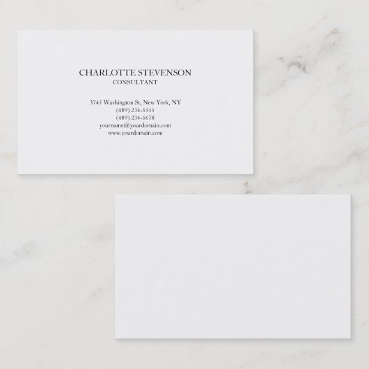 Trendy Professional White Plain Eenvoudige Minimal Visitekaartje (Voorkant / Achterkant)