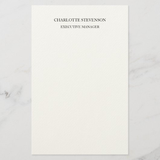 Trendy Professional White Plain Simple Minimalist Briefpapier (Voorkant)