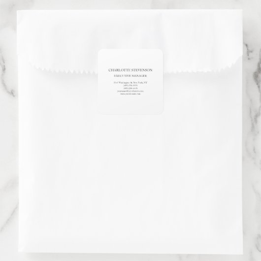 Trendy Professional White Plain Simple Minimalist Vierkante Sticker (Tas)