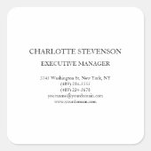 Trendy Professional White Plain Simple Minimalist Vierkante Sticker (Voorkant)