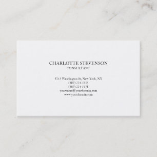Trendy Professional White Plain Simple Minimalist Visitekaartje