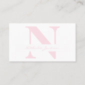 Trendy professioneel bleek roze monogrammen visitekaartje (Voorkant)