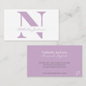 Trendy professioneel eenvoudig viooltje monogramme visitekaartje (Voorkant / Achterkant)