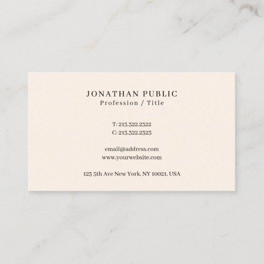 Trendy Professioneel Modern Creatief Slank Design Visitekaartje (Achterkant)