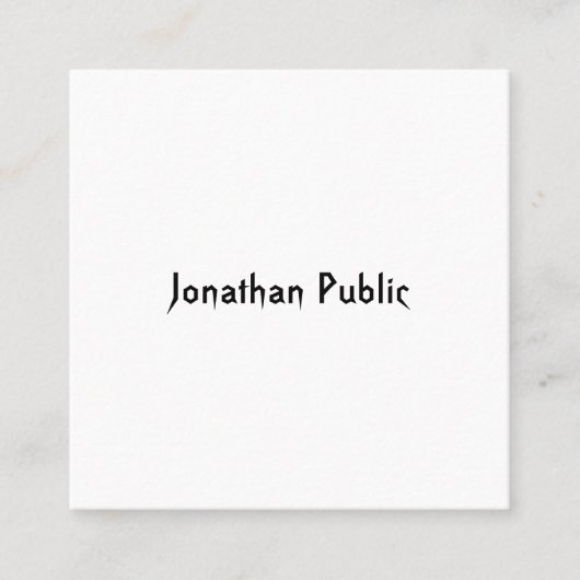 Trendy Professioneel Modern Handschrift Sjabloon Vierkante Visitekaartje (Voorkant)