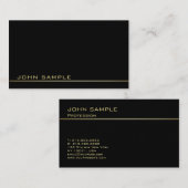 Trendy Professioneel Monogram Classy Zwart en Goud Visitekaartje (Voorkant / Achterkant)