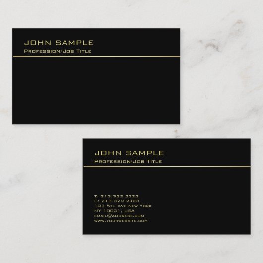 Trendy Professioneel Monogram Classy Zwart en Goud Visitekaartje (Voorkant / Achterkant)