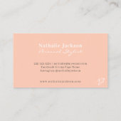 Trendy professionele eenvoudige perziken, monogram visitekaartje (Achterkant)