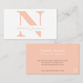 Trendy professionele eenvoudige perziken, monogram visitekaartje (Voorkant / Achterkant)