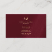 Trendy Professionele Elegante Gouden Tekst Monogra Visitekaartje (Achterkant)