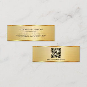 Trendy Professionele Elegante Moderne QR Code Goud Mini Visitekaartje