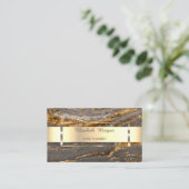 Trendy Professionele Gouden Streep Marmer Visitekaartje (Staand voorkant)