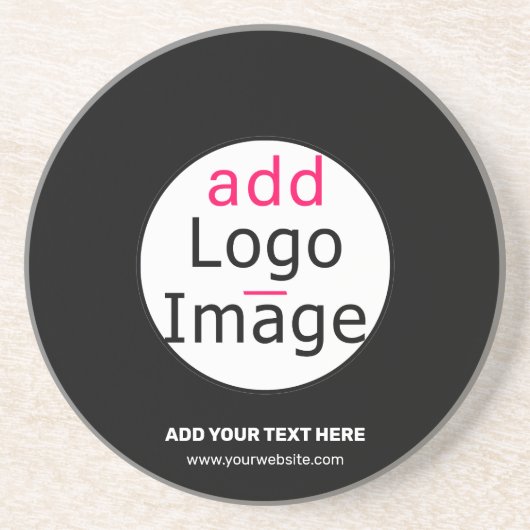 Trendy professionele moderne aanpasbare logo zwart zandsteen onderzetter (Voorkant)