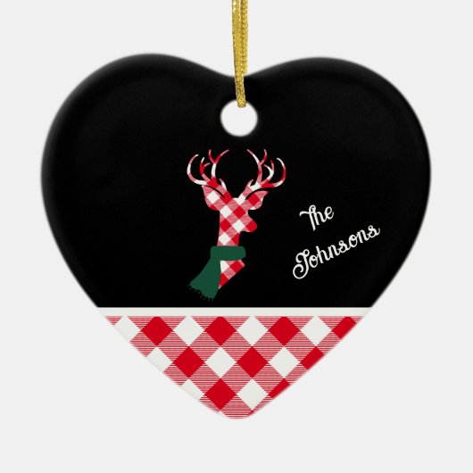Trendy Pset Kerstmis Deer - Gepersonaliseerd Keramisch Ornament (Voorkant)
