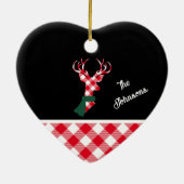 Trendy Pset Kerstmis Deer - Gepersonaliseerd Keramisch Ornament (Achterkant)