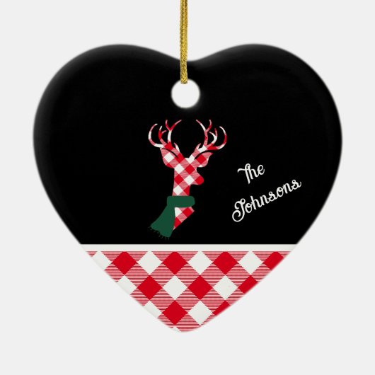 Trendy Pset Kerstmis Deer - Gepersonaliseerd Keramisch Ornament (Achterkant)