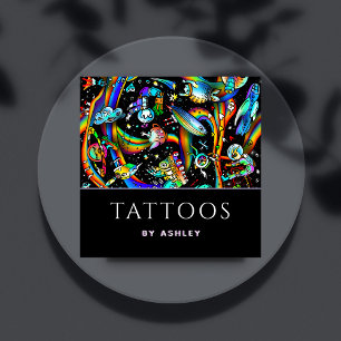 Trendy Psychedelic Tattoo Artist Creative Fun Cool Vierkante Visitekaartje