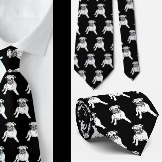 Trendy Pug Dog Black Classic Moderne Stropdas