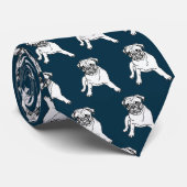 Trendy pug-hond navyblauwe klassieke moderne strop stropdas (Opgerold)