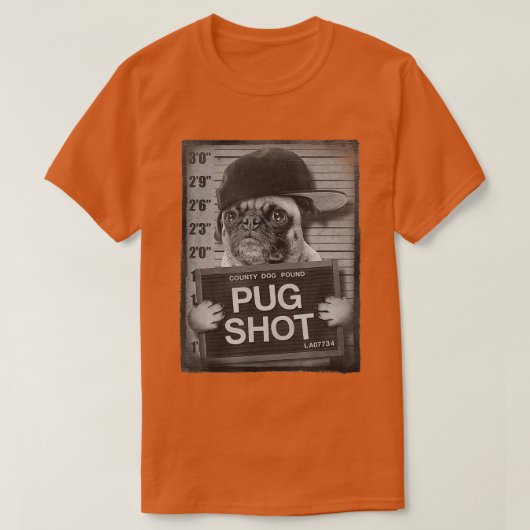 Trendy Pug Shot County Dog Pound Portrait T-shirt (Design voorkant)