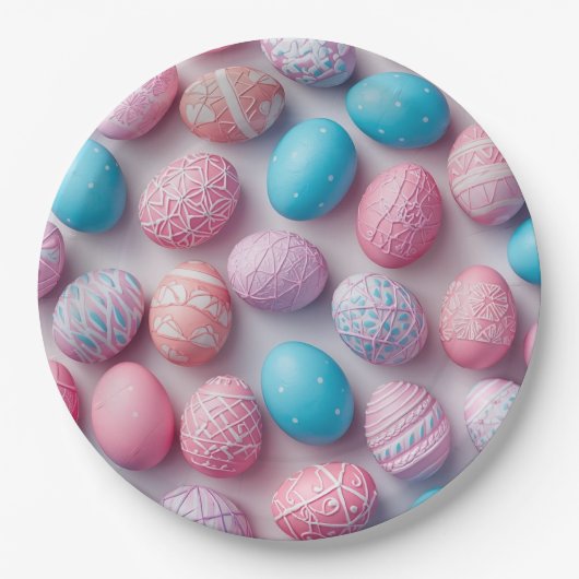 Trendy Purple and Pink Easter Eggs Pattern Paper  Papieren Bordje (Voorkant)