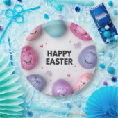 Trendy Purple and Pink Easter Eggs Pattern Paper Papieren Bordje (Feest)