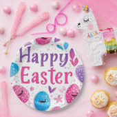 Trendy Purple and Pink Easter Eggs Pattern Paper Papieren Bordje (Feest)