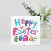 Trendy Purple and Pink Easter Eggs personalized Feestdagenkaart (Staand voorkant)