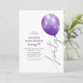 Trendy Purple Balloon 40th Birthday Kaart (Staand voorkant)