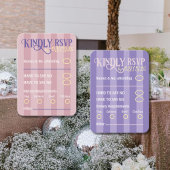 Trendy Purple Disco Wedding RSVP Enclosure Card Informatiekaartje