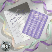 Trendy Purple Disco Wedding RSVP Enclosure Card