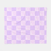 Trendy Purple Monogram Initial Checkered  Fleece Deken (Voorkant (Horizontaal))