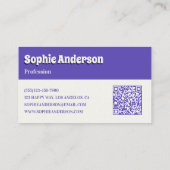 Trendy Purple Retro Check Pattern with QR Code Visitekaartje (Achterkant)