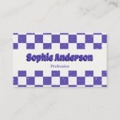 Trendy Purple Retro Check Pattern with QR Code Visitekaartje (Voorkant)