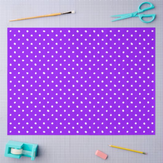 Trendy Purple With Irregular White Polka Dots Tissuepapier (Craft)
