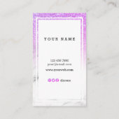 Trendy PurpleGlitter Marble Vertical Visitekaartje (Achterkant)