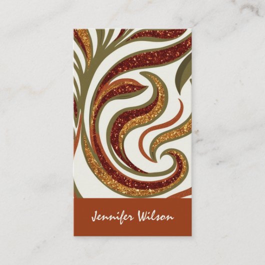 Trendy QR code abstracte glitter terracotta groen Visitekaartje (Voorkant)