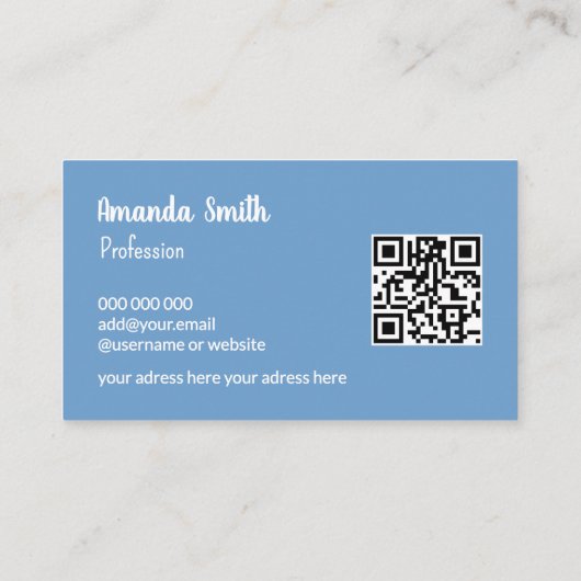 Trendy QR code cool abstract pastelblauw Visitekaartje (Achterkant)